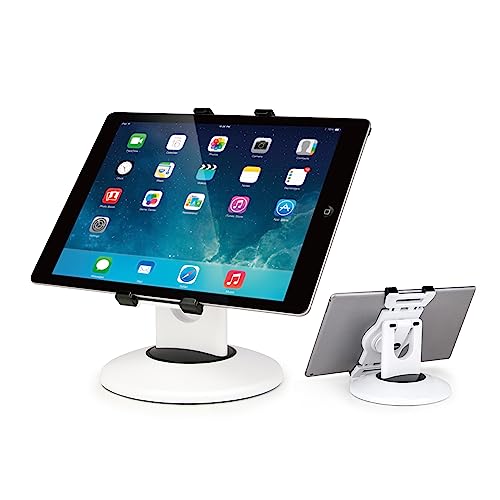 EHO iPad Stand, 360° Rotating Commercial Tablet Stand, Retail Kiosk, 6"-13"(Screen) Adapter Universal Tablet Clamp Holder for iPad, iPadAir, iPadMini, Microsoft Surface, Most Tablets - White - color: White