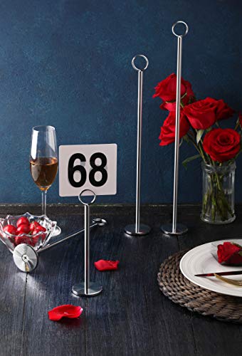 New Star Foodservice Ring-Clip Table Number Holder / Place Card Stand, 18 Inch, Silver, Set of 12