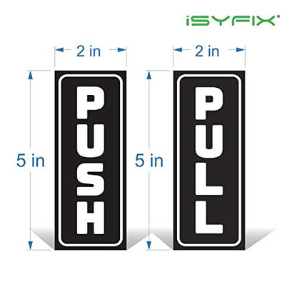 iSYFIX Push Pull Stickers Sign, 2x5 inch, Black/White, 2 Sets - color: Black / White, size: Vertical 2x5