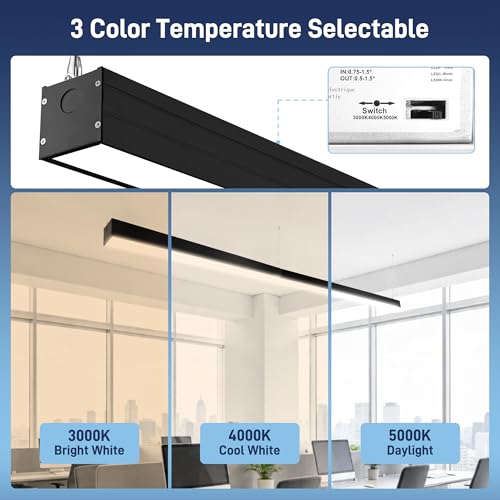 hykolity 4FT Linkable LED Linear Light, 23/32/40W 3CCT 3000K/4000K/5000K - color: Black, size: 4FT-4Pack