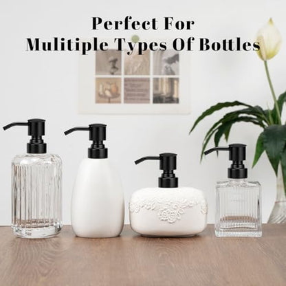 2 Pack Black 304 Stainless Steel Soap Dispenser Pump Replacement Standard 28/400 Thread for Regular Mouth Bottles Lotion Soap Dispenser for Kitchen Bathroom - color: Black