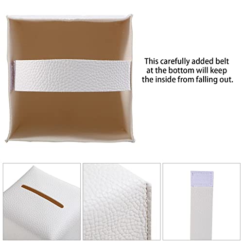 2 Pack 5"x5"x5" Square PU Leather Tissue Box Holders for Home & Office - color: White