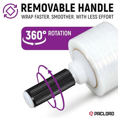 3" x 1000' Industrial Strength Stretch Wrap, Ready to Use Pack of 12 Mini Rolls with one Handle, Clear Plastic Film, 80 Gauge Thick, 500% Elongation – Heavy-Duty Shrink Wrap for Moving, Packing - style: Pack of 12