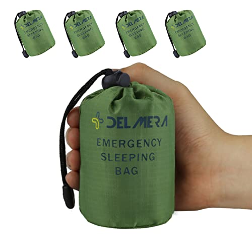 Emergency Sleeping Bag, Lightweight Survival Sleeping Bags Waterproof Thermal Emergency Blanket, Bivy Sack Survival Gear for Outdoor Adventure, Camping, Hiking, Orange, Green - color: Green- 4 Pack