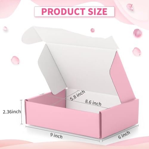 Spakon 50 Packs Shipping Boxes, Cardboard, Pink, 9 x 6 x 2.36 Inches - color: Pink, size: 9 x 6 x 2.36 Inches