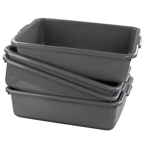 13 L Grey Commercial Bus Tote Box Set of 4, Bus Box Large Dish Bin - color: Grey, size: 13 L