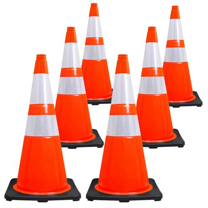 Brimar 28 Inch Traffic Cones 6 Pack, Orange PVC Safety Cones, 3M Reflective - size: 6 Pack