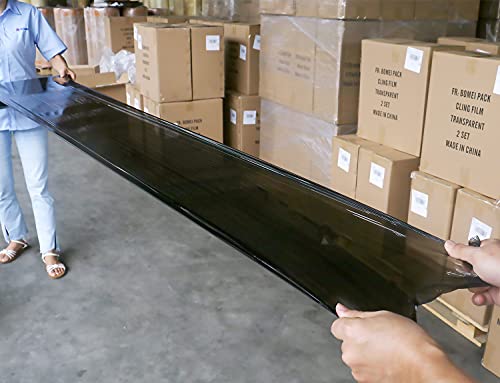 BOMEI PACK 4 Pack Industrial Black Stretch Wrap Film with Plastic Handle 18" 1200ft 72Gauge for Pallet Wrap, Durable Self-Adhering Packing, Moving, Packaging, Heavy Duty Shrink Film - color: Black