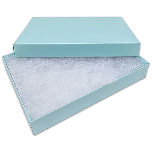 TheDisplayGuys 100 Cardboard Jewelry Gift Boxes with Inserts - Turquoise - color: Pearl Teal, size: 1 Count (Pack of 100)
