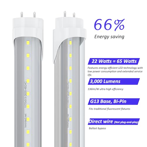 4FT T8 LED Tube Lights 25-Pack, 22W 3000LM 6000K Ballast Bypass - color: 6000k(cold White), size: 25 Count (Pack of 1)