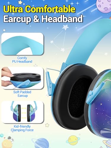 Dr.meter Monster Jam Ear Protection for Kids, Earmuffs for Noise Reduction - color: Print Aurora