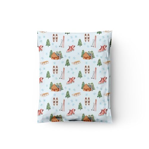 10x13 (100) Winter Snow Day Christmas Designer Poly Mailers Self Sealing Waterproof Shipping Envelopes Holiday Premium Printed Bags For Small Businesses - color: Snow Day, size: 10x13