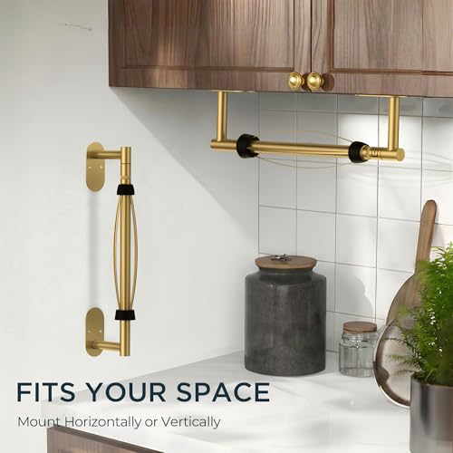 FORIOUS Paper Towel Holder Under Cabinet, One Hand Tear, Brushed Gold - color: Brushed Gold