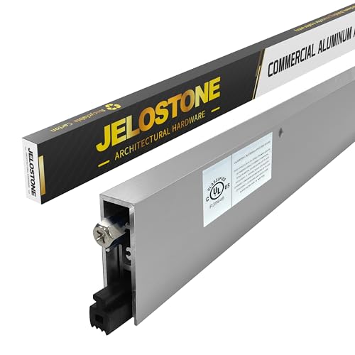 36" Fire Rated Commercial Automatic Door Bottom, Clear Anodized Aluminum, 5/8" W x 1-7/8" H, Surface Applied or Semi-Mortise, JS-4131RL - color: Clear Anodized, size: 36''