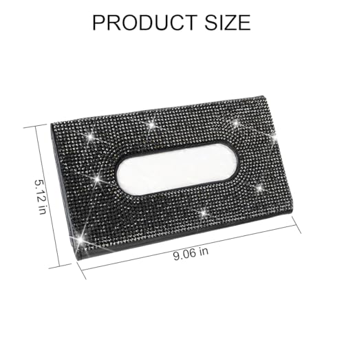 Rhinestone Leather Car Sun Visor Tissue Holder, Black - color: Black