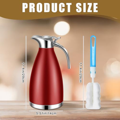 Uiifan 2 Pcs 68oz Thermal Coffee Carafe for Keeping Hot/Cold - color: Red