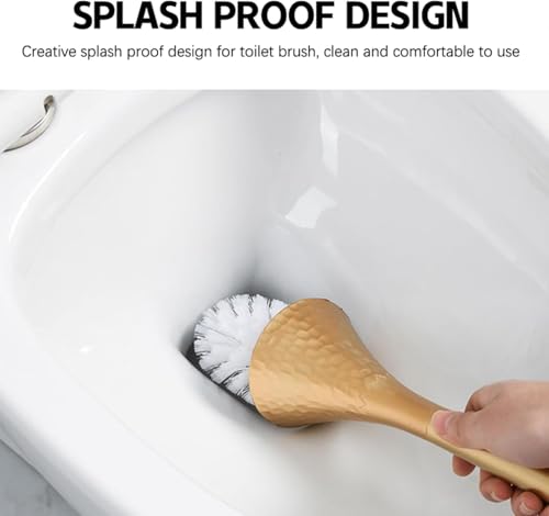 Silver Toilet Brush and Holder Set, Brushed Nickel Modern Bathroom Brush with Anti-Splash Shield 360° Cleaning, ABS Plastic Rust-Proof Waterproof Toilet Bowl Cleaner for Home Spa - color: Silver