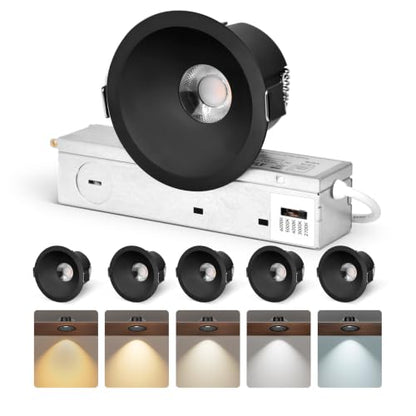 CycevSun Black 3 Inch Recessed LED Lights Anti-Glare COB Spotlight, 6-Pack - color: Black, size: 3 Inch