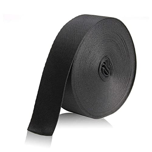 1 Inch Wide 10 Yards Black Nylon Webbing Strap，Polypropylene Straps for Bags, Hammocks, Outdoor Climbing and DIY Making Luggage Strap, Pet Collar, Backpack Repairing - color: Black-1 inch