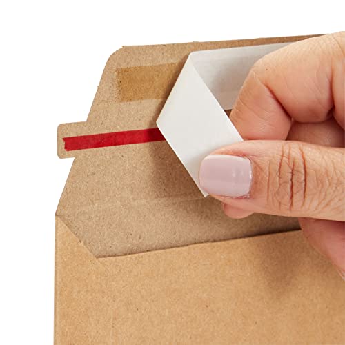 100 Pack Rigid Mailers 6x8 - Sturdy 450 GSM Self-Adhesive Kraft Paper Cardboard Envelopes for Mailing Photo, Documents, Gift Cards, CDs, Art Prints