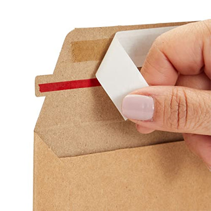 100 Pack Rigid Mailers 6x8 - Sturdy 450 GSM Self-Adhesive Kraft Paper Cardboard Envelopes for Mailing Photo, Documents, Gift Cards, CDs, Art Prints