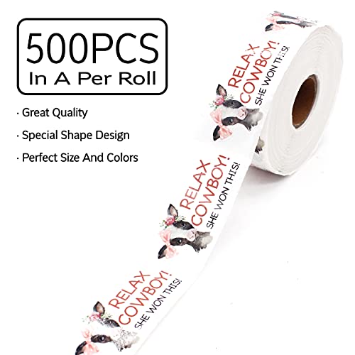 Wailozco Funny She Won This Stickers,Relax Cowboy She Won This Packaging Sticker for Mailing Envelopes Small Business Shipping Package 500 Labels Per Roll - color: Relax Cowboy