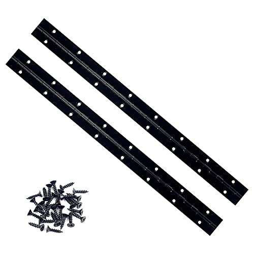2PCS 14 inch Black Piano Hinges for Cabinet, Heavy Duty Continuous & Sliver Stainless Steel 304 Long Door Hinges for DIY Wood Craft Box - size: 14"(Black,2PCS )