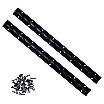 2PCS 14 inch Black Piano Hinges for Cabinet, Heavy Duty Continuous & Sliver Stainless Steel 304 Long Door Hinges for DIY Wood Craft Box - size: 14"(Black,2PCS )