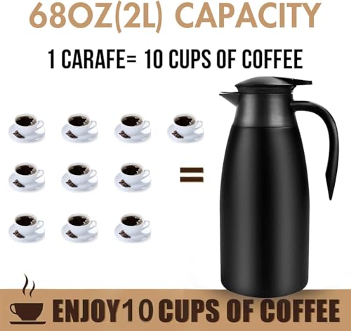 68oz Coffee Carafe Insulated, Coffee Carafe for Keeping Hot, 2 Pack Black - color: Black Black
