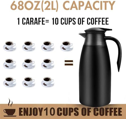 68oz Coffee Carafe Insulated, Coffee Carafe for Keeping Hot, 2 Pack Black - color: Black Black