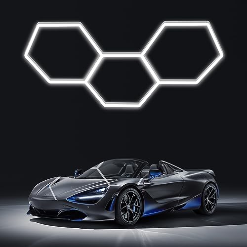 LZHOME LED Hexagon Garage Lights: 15900LM Super Bright 3 Hexagon LED Lights Car Detailing Hexagonal Light for Garage Workshop Warehouse Basement Gym - size: 3 HEX