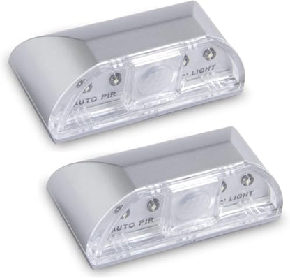 Key Light Door Lights, Small Motion Sensor Light with 4 LED Bulbs, Battery Powered Night Lights for Hallway, Stairway, Kitchen, Closet, Bedroom (2 Pack Silver) - color: Silver-2 Pack