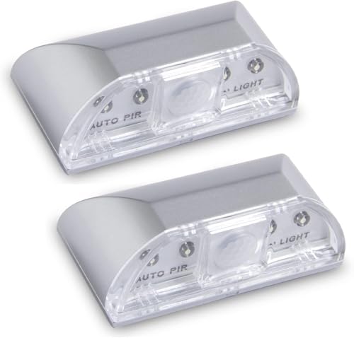 Key Light Door Lights, Small Motion Sensor Light with 4 LED Bulbs, Battery Powered Night Lights for Hallway, Stairway, Kitchen, Closet, Bedroom (2 Pack Silver) - color: Silver-2 Pack