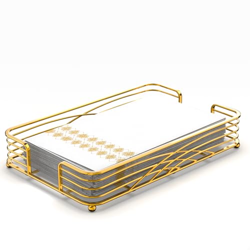 Guest Hand Towel Holder Tray for Bathroom Countertop, Gold Metal - color: D - Matt Gold Napkin Holder for Bathroom, size: Guest Towel Holder