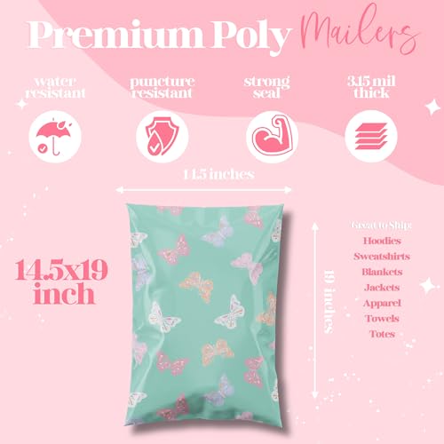 Pretty Package Store Poly Mailers 14.5x19, Butterfly, 100 Pack - color: Butterfly, size: 14.5x19