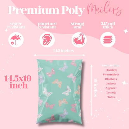 Pretty Package Store Poly Mailers 14.5x19, Butterfly, 100 Pack - color: Butterfly, size: 14.5x19
