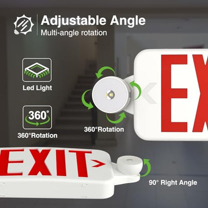 FREELICHT 6 Pack Red LED Exit Signs with Emergency Lights - color: Red