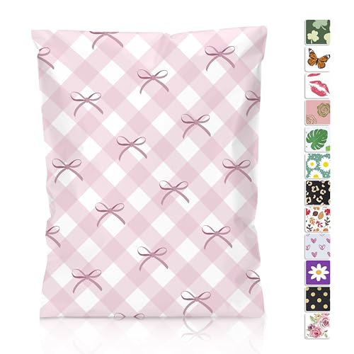 JinRuiKJ 12x15.5 Boutique Poly Mailers 50 Pack, Grid Bow Design - color: Grid Bow, size: 12x15.5'' - 50 Pack