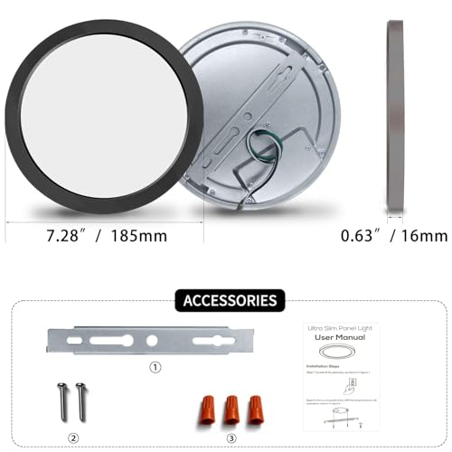 ETL 7 inch Small LED Flush Mount Ceiling Light Dimmable,5000K Daylight Ultra Slim Round Flat Panel Ceiling Light Fixture,Modern Ceiling Lamp for Closet,Kitchen,Bathroom 8 Pack Black - color: Black, size: 7 inch-8 Pack