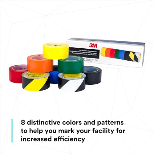 3M Vinyl Tape Safety and 5S Color Coding Pack, 8 Rolls per Pack