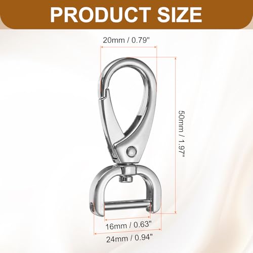 HARFINGTON 2Pcs Detachable Snap Hook Swivel Clasp 5/8" D Ring with Swivel Lobster Claw Clasps Hook for Purse Strap Keychain Bag DIY Craft, Silver - color: Silver, size: 5/8"