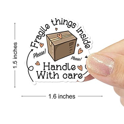Fragile Things Inside Handle with Care Stickers - Thank You, Handmade, Small Shop, Envelopes Stickers - 500 Labels Per Roll - color: Fragile