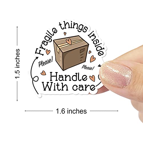 Fragile Things Inside Handle with Care Stickers - Thank You, Handmade, Small Shop, Envelopes Stickers - 500 Labels Per Roll - color: Fragile