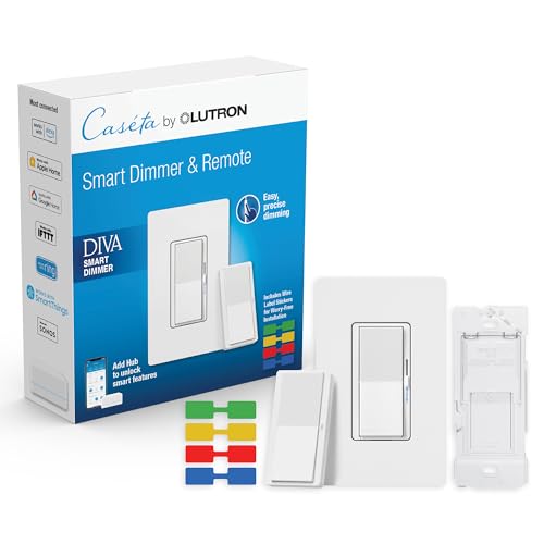 Lutron Caseta 3-Way Smart Dimmer Kit; Diva Dimmer & Paddle Wireless Remote - color: White, size: 1 Pack, style: Smart Dimmer 3-Way