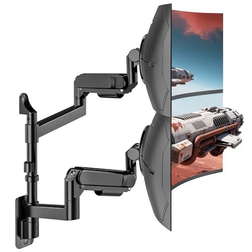 ARES WING Dual Monitor Wall Mount for 24-57 Inch Ultrawide Screen, Black - color: Black, size: Dual Monitor Arm