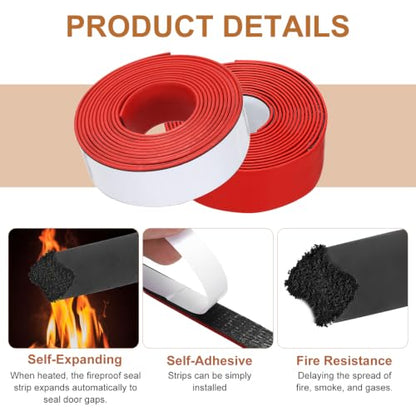 Smoke Fire Seal Strip 9.8Ft 35mm/1.38" Wx 2mm/0.08" T Red - color: Red, size: 9.8FT x 35mm / 1.38" W x 2mm / 0.08" T