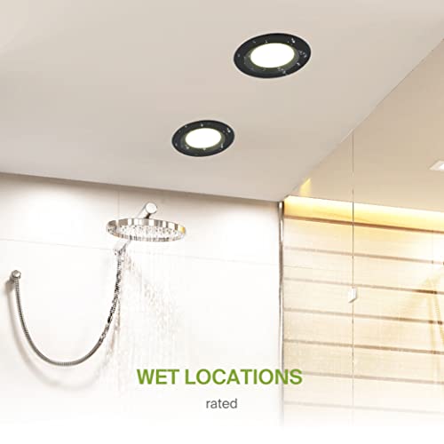 ASD Black 4 Inch Retrofit LED Recessed Light - 9W 2700K-5000K 700LM Retrofit LED Recessed Lighting 4 Inch, Dimmable Black Recessed Lights, Wet Rated Baffle Trim Can Lights, UL - color: Black Baffle, size: 1 Pack