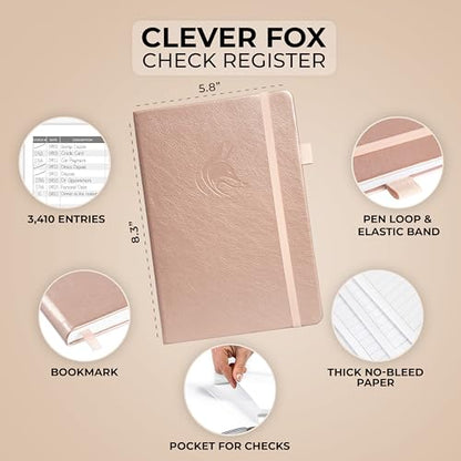 Clever Fox Check Register Book, Checkbook Ledger, 5.8x8.3 Rose Gold - color: Rose Gold, size: A5 (5.8'' x 8.3'')