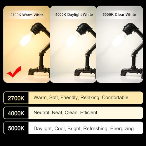 Ascher Dimmable Vintage LED Edison Bulbs, 6W, Equivalent 60W, 700lm, Warm White 2700K, 80+ CRI, ST58 Antique LED Filament Bulbs, E26 Medium Base, Clear Glass, Pack of 6 - style: Warm White 2700k(6 Pack)
