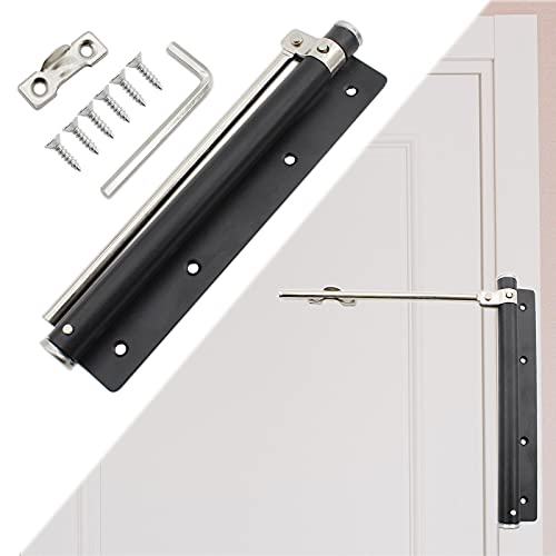 Heavy Duty Automatic Screen Door Closer - Safety Spring for Storm Door, Steel With Adjustable Closing Speed, Smooth and Quiet for Hinge Door - color: Black